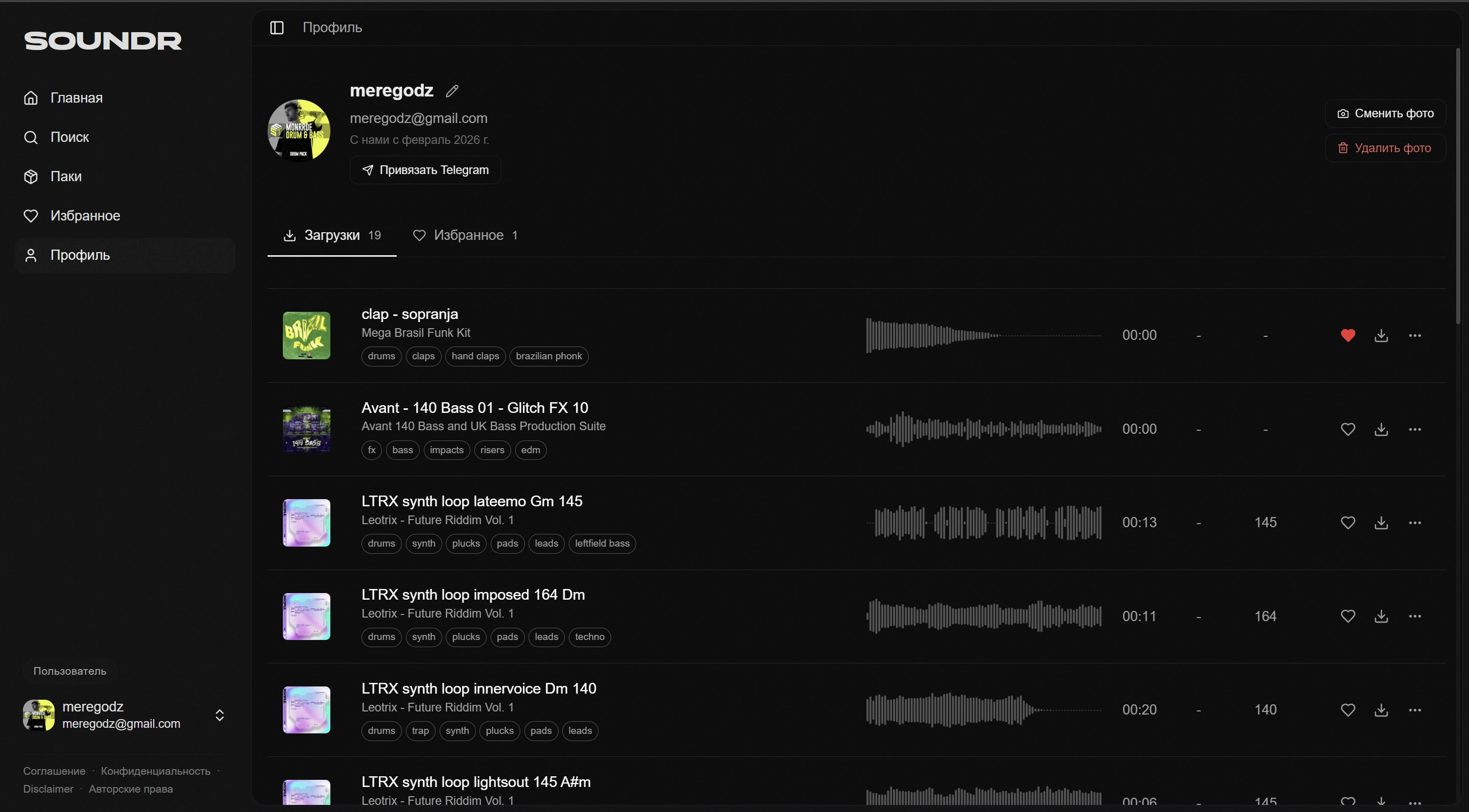 Страница профиля